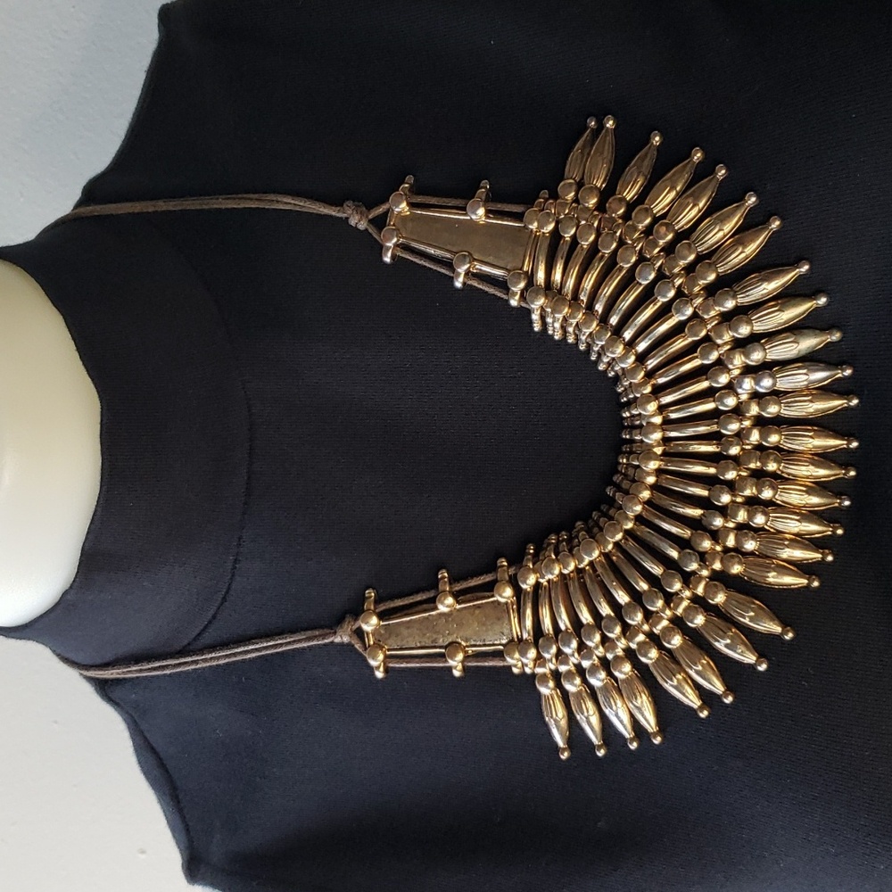 Gold Bronze coloured chunky Beaded Egyptian neck piece Necklace